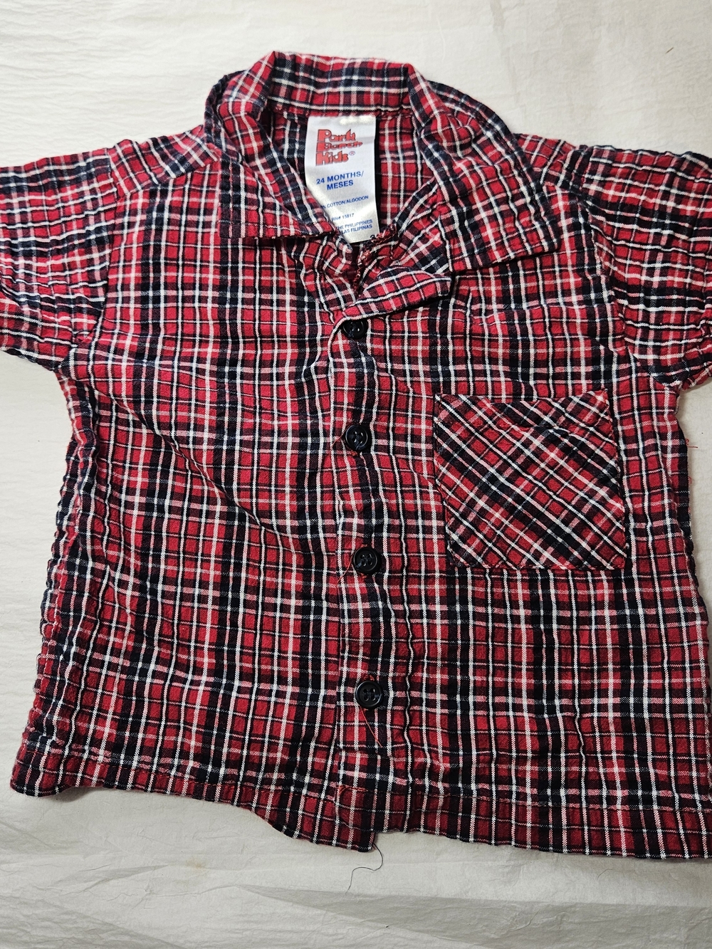 Gerber Red Plaid Short-Sleeve Button-Down Shirt for Kids
